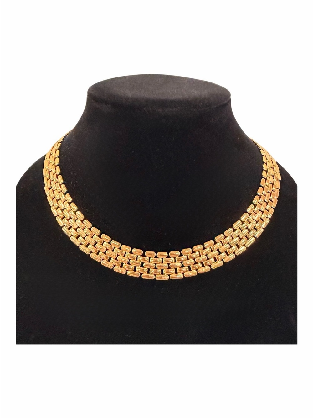 Vintage Gold Plated Panther Link Chain Collar Necklace